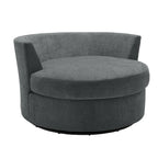 Upholstered Swivel Accent Chair with Wooden Tray Storage Ottoman