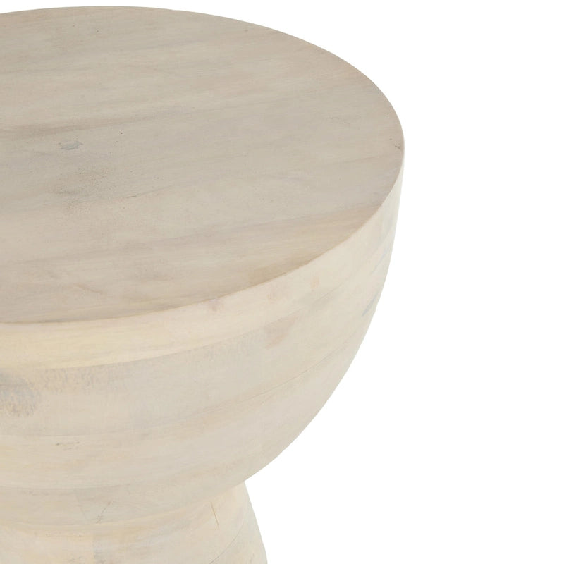 Mango Wood Side End Accent Table - Cream - Roche River Decor