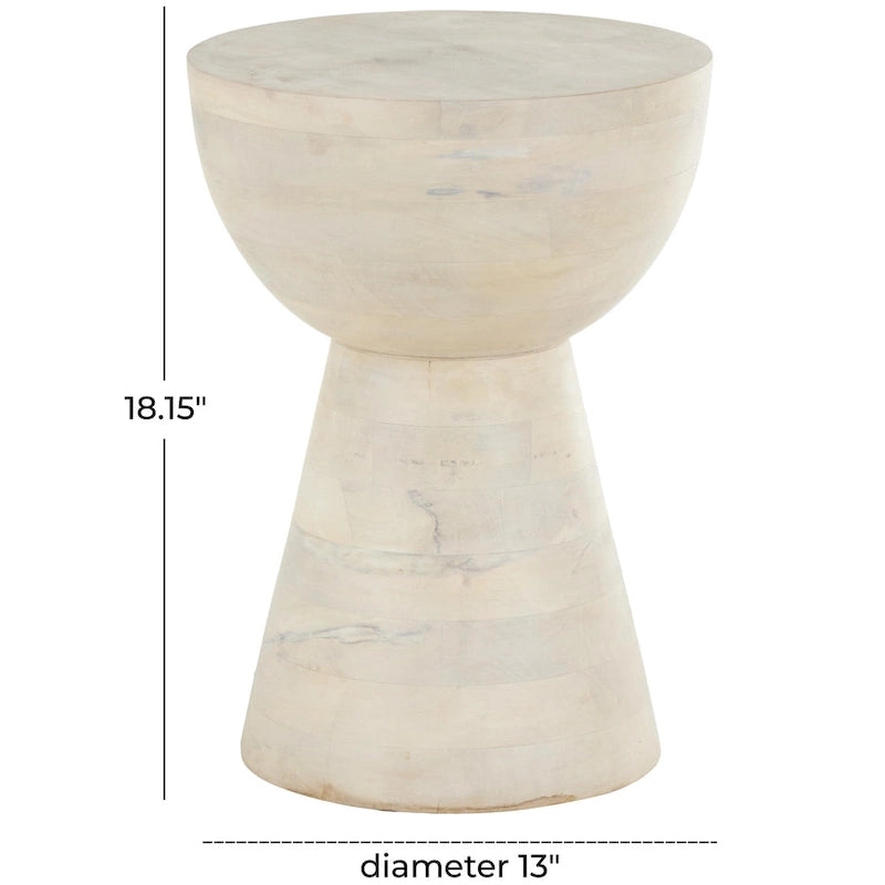 Mango Wood Side End Accent Table - Cream - Roche River Decor