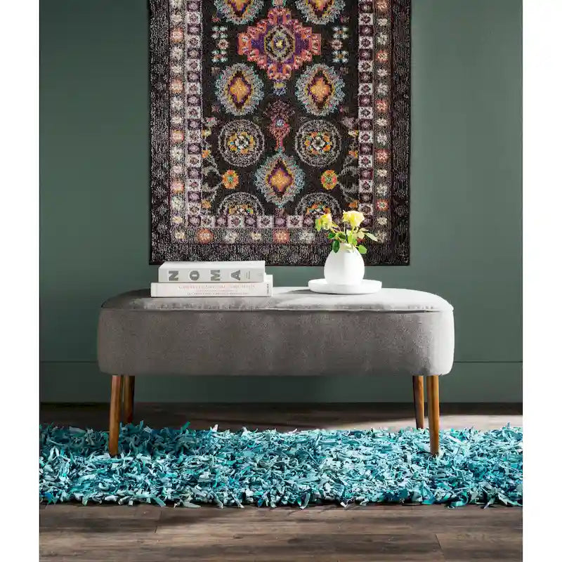 SAFAVIEH Ariane Mid Century Orange Wool Bench - 39.6 x 19.9 x 18.3 - 40Wx20Dx18H