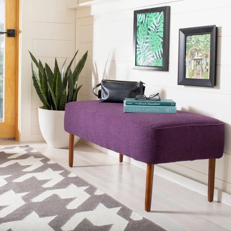 SAFAVIEH Ariane Mid Century Orange Wool Bench - 39.6 x 19.9 x 18.3 - 40Wx20Dx18H