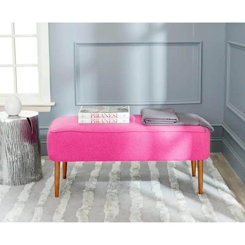 SAFAVIEH Ariane Mid Century Orange Wool Bench - 39.6 x 19.9 x 18.3 - 40Wx20Dx18H