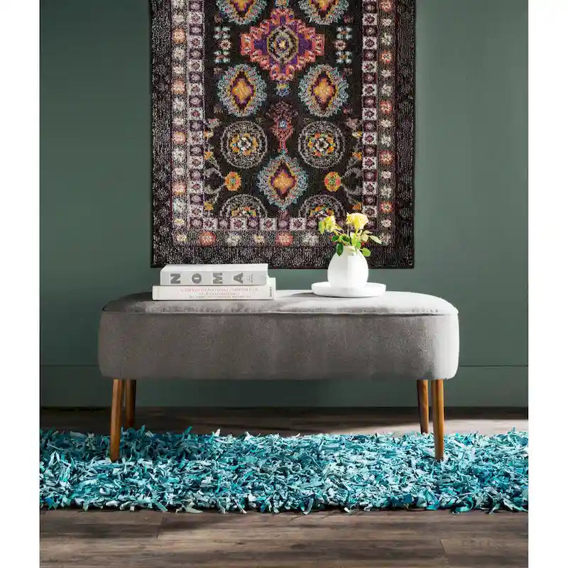 SAFAVIEH Ariane Mid Century Orange Wool Bench - 39.6 x 19.9 x 18.3 - 40Wx20Dx18H