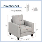 Rowan Contemporary Flared Arms Chair with Solid Wood Tapered Legs, Upholstered Fabric Single Sofa Chair by Furniture of America