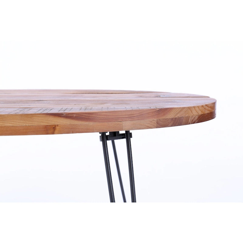 Oval Natural Reclaimed Wood Foldable Cocktail Table - 24.00 x 44.00 x 18.00