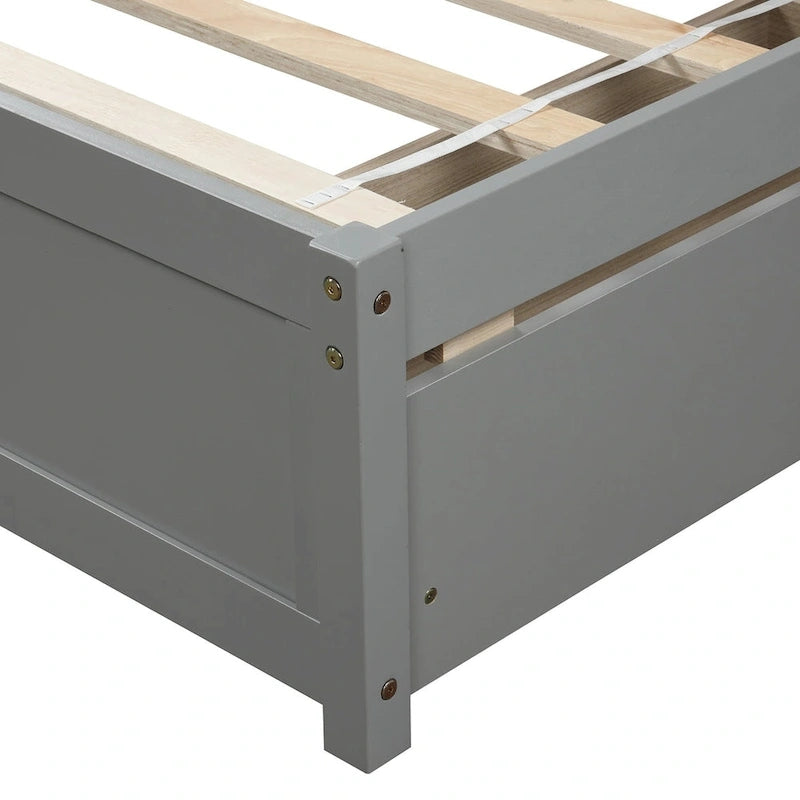 Twin Size Wood Platform Storage Bed with Drawers
