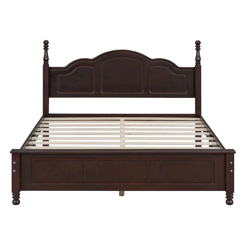 Queen Size Wood Retro Designed Platform Bed
