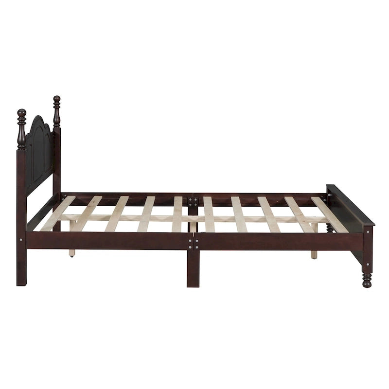Queen Size Wood Retro Designed Platform Bed