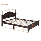 Queen Size Wood Retro Designed Platform Bed
