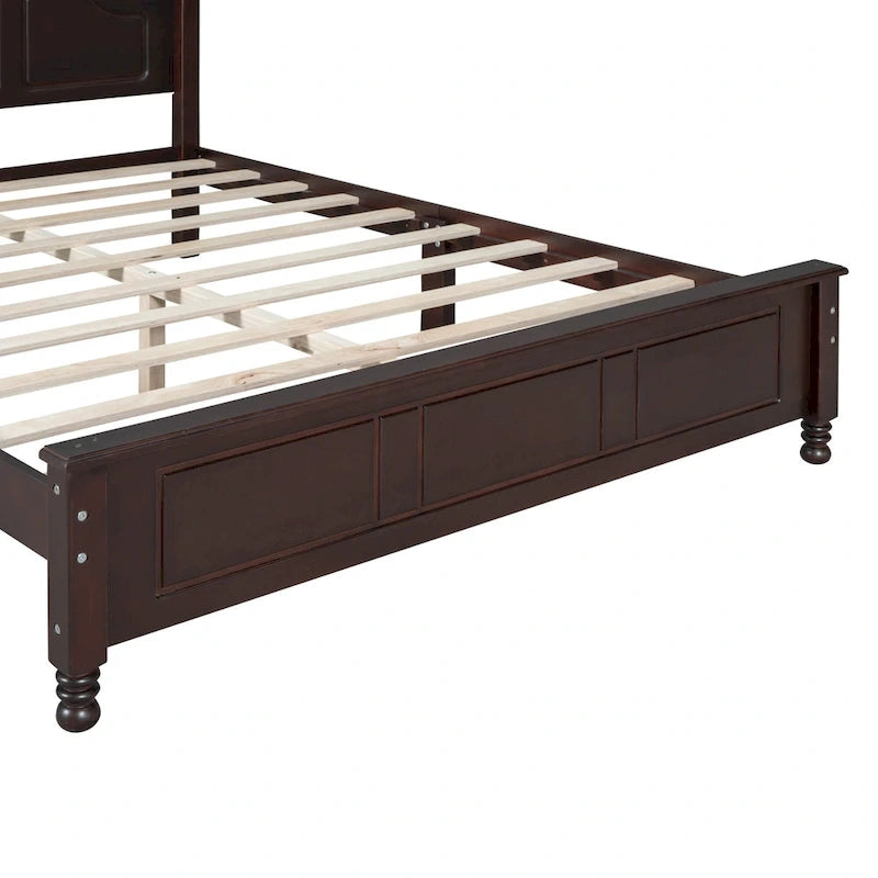 Queen Size Wood Retro Designed Platform Bed
