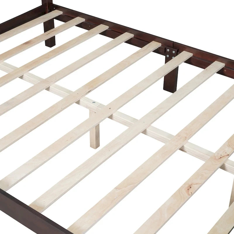 Queen Size Wood Retro Designed Platform Bed