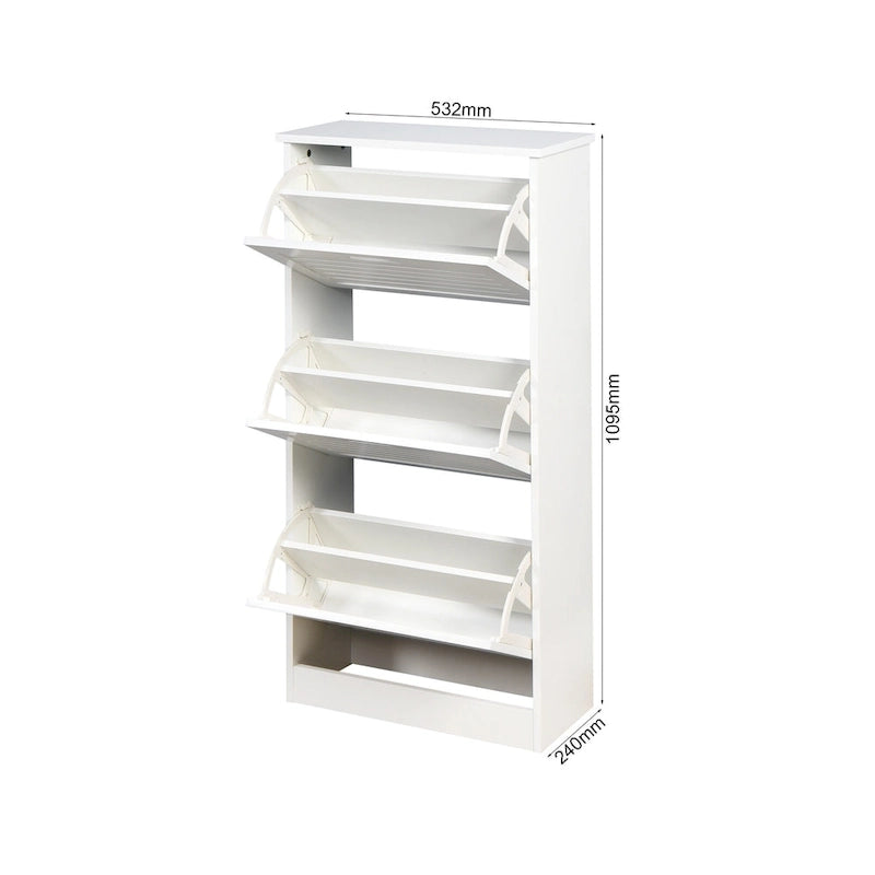 3-flip-door Wooden Shoe Cabinet - 9.45 x 20.94 x 43.11