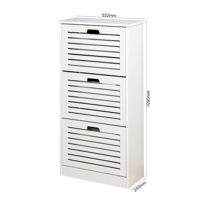 3-flip-door Wooden Shoe Cabinet - 9.45 x 20.94 x 43.11