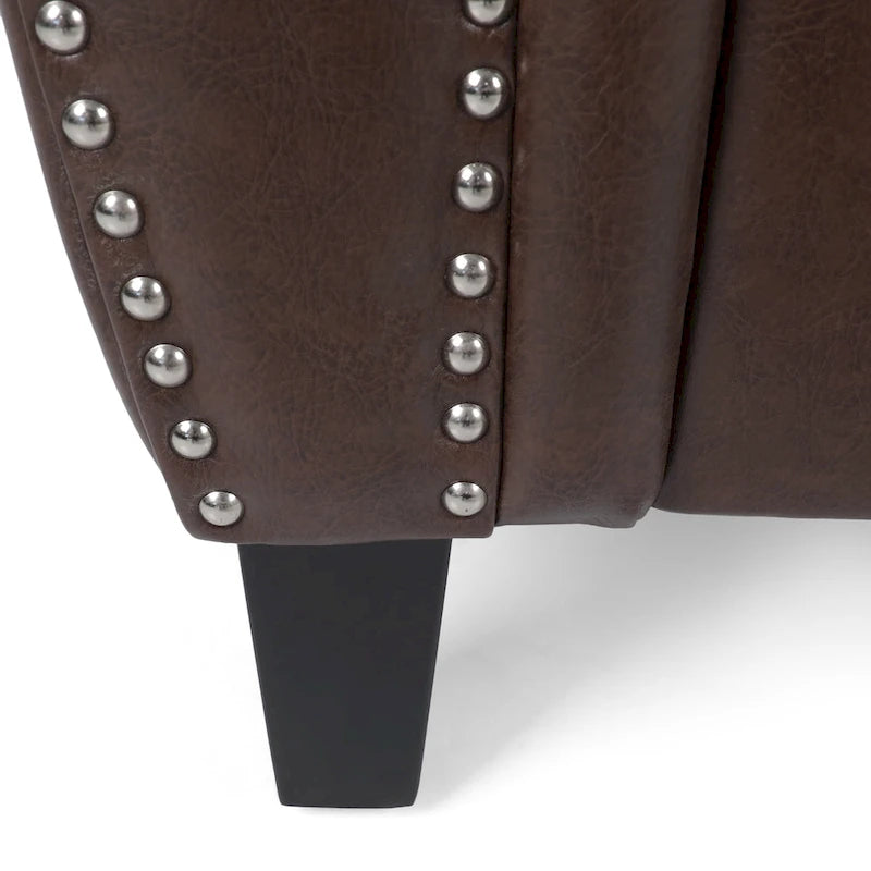 Dowd Faux Leather Club Chair with Nailhead Trim by Christopher Knight Home