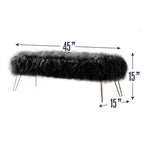 Silver Orchid Nilsson Contemporary Modern Faux Fur Long Bench Ottoman
