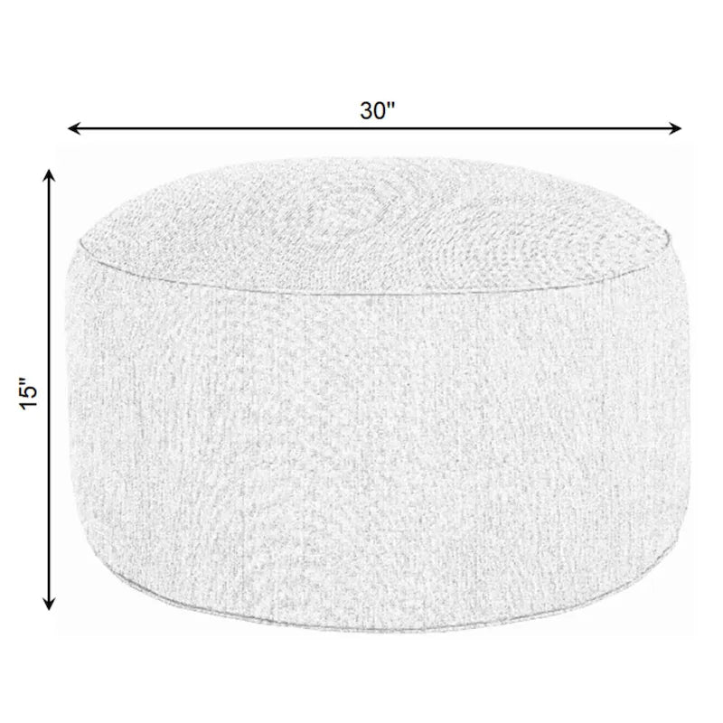Sorra Home Large Indoor Faux Fur Round Bean Pouf/Ottoman