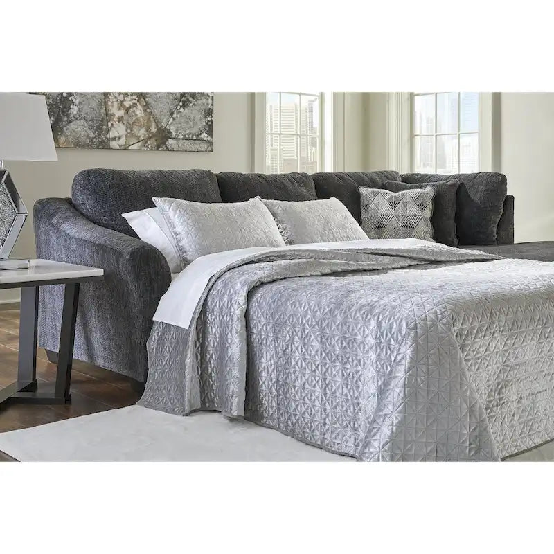Signature Design by Ashley Biddeford Ebony 2-Piece Sleeper Sectional with Chaise - 120W x 75D x 40H