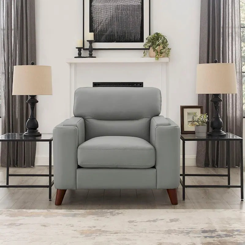 Hydeline Elm Top Grain Leather Chair With Feather, Memory Foam and Springs