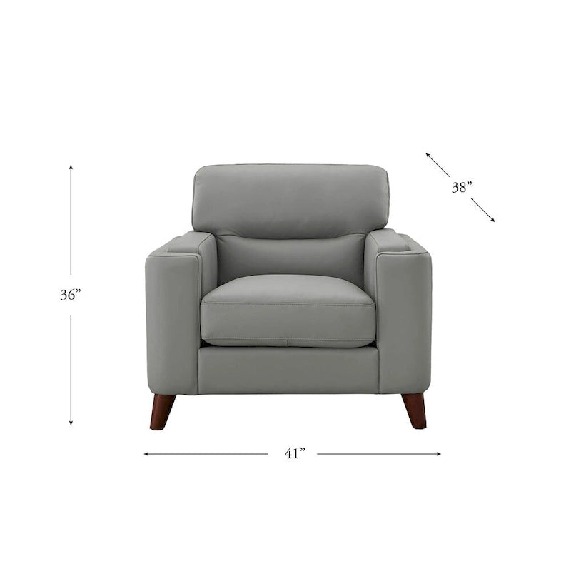 Hydeline Elm Top Grain Leather Chair With Feather, Memory Foam and Springs