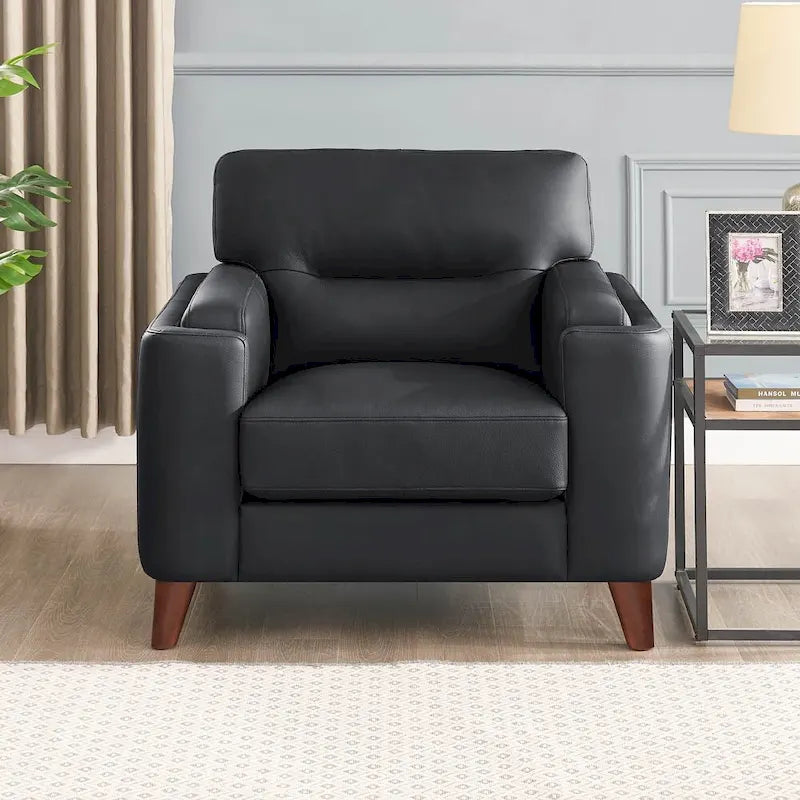Hydeline Elm Top Grain Leather Chair With Feather, Memory Foam and Springs