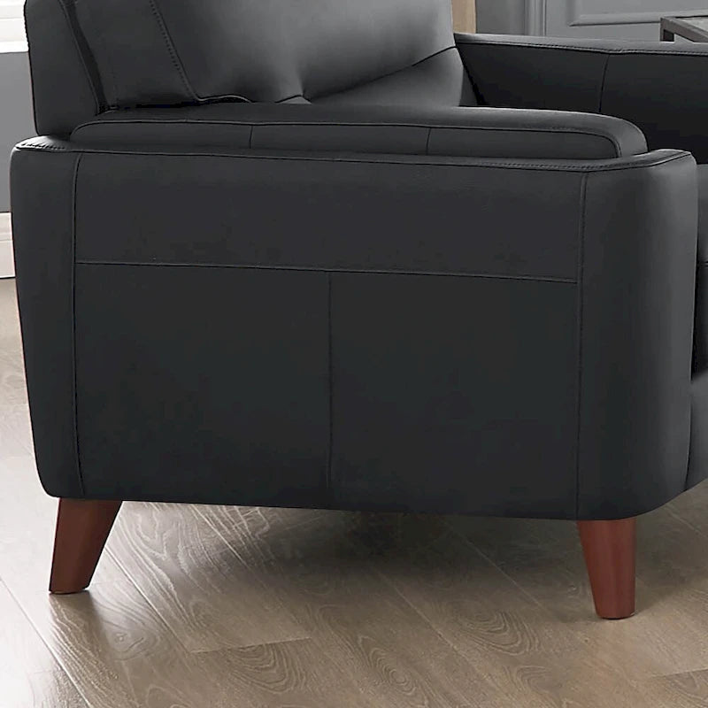 Hydeline Elm Top Grain Leather Chair With Feather, Memory Foam and Springs