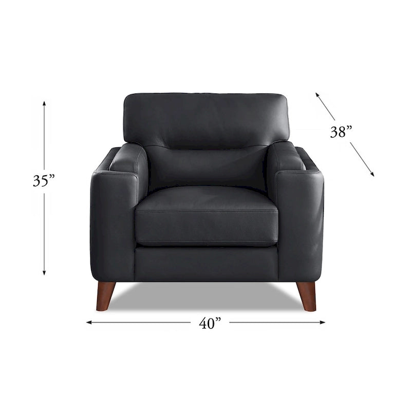 Hydeline Elm Top Grain Leather Chair With Feather, Memory Foam and Springs