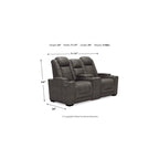Signature Design by Ashley HyllMont Gray Power Reclining Loveseat with Console - 71.75 W x 39 D x 44 H