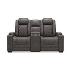 Signature Design by Ashley HyllMont Gray Power Reclining Loveseat with Console - 71.75 W x 39 D x 44 H