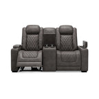 Signature Design by Ashley HyllMont Gray Power Reclining Loveseat with Console - 71.75 W x 39 D x 44 H