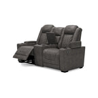 Signature Design by Ashley HyllMont Gray Power Reclining Loveseat with Console - 71.75 W x 39 D x 44 H