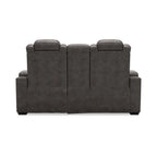Signature Design by Ashley HyllMont Gray Power Reclining Loveseat with Console - 71.75 W x 39 D x 44 H