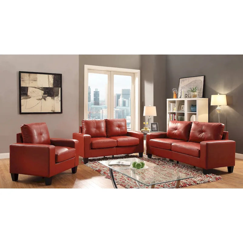Newbury 58 in. W Flared Arm Faux Leather Straight Sofa - 32L x 58W x 36H