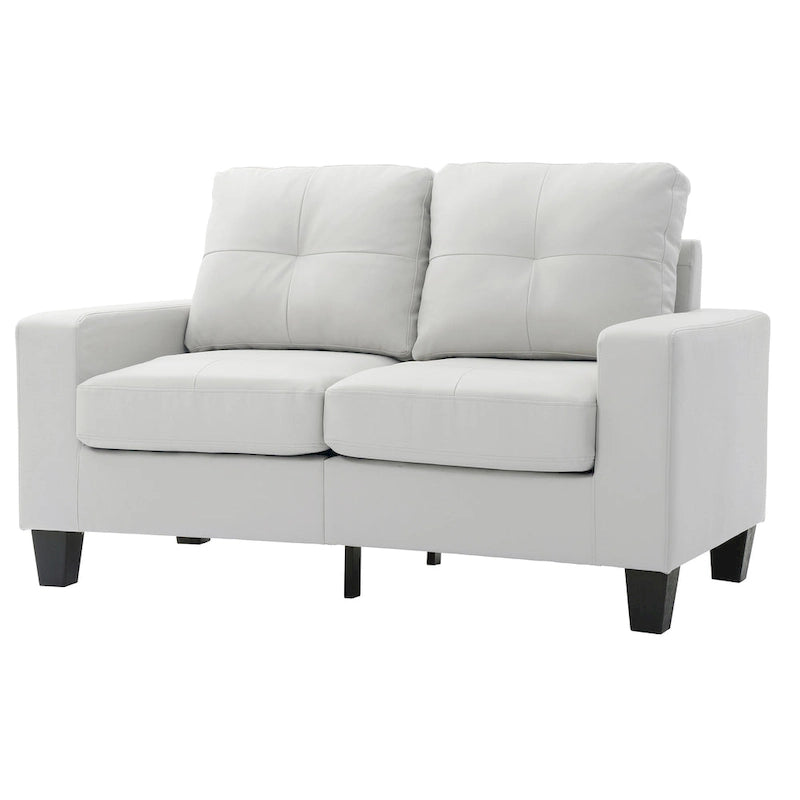 Newbury 58 in. W Flared Arm Faux Leather Straight Sofa - 32L x 58W x 36H
