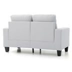 Newbury 58 in. W Flared Arm Faux Leather Straight Sofa - 32L x 58W x 36H