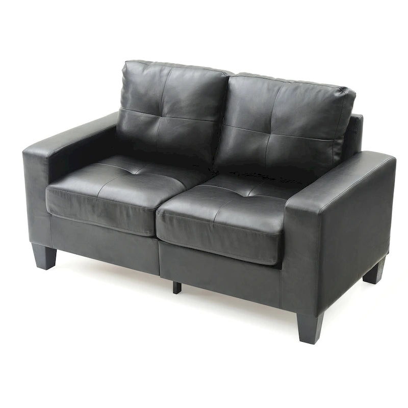 Newbury 58 in. W Flared Arm Faux Leather Straight Sofa - 32L x 58W x 36H