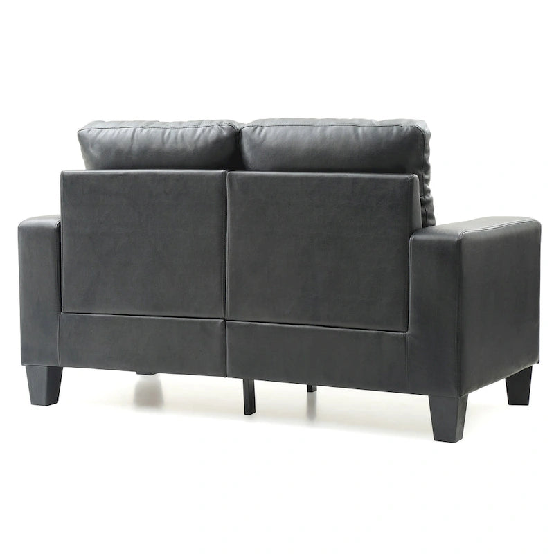 Newbury 58 in. W Flared Arm Faux Leather Straight Sofa - 32L x 58W x 36H