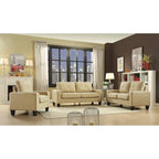 Newbury 58 in. W Flared Arm Faux Leather Straight Sofa - 32L x 58W x 36H