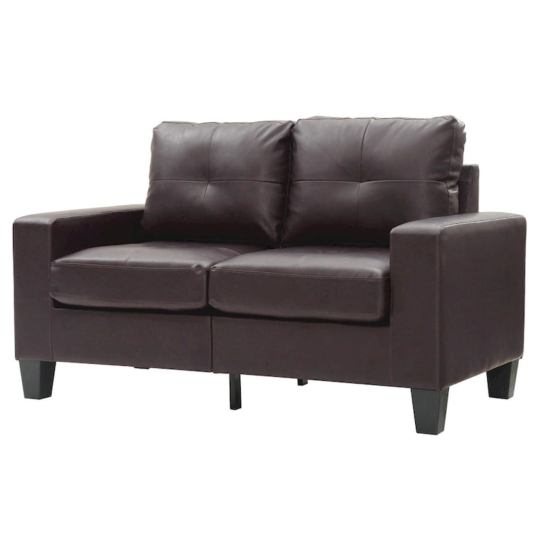 Newbury 58 in. W Flared Arm Faux Leather Straight Sofa - 32L x 58W x 36H