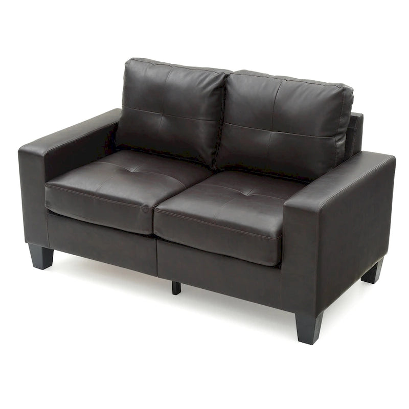 Newbury 58 in. W Flared Arm Faux Leather Straight Sofa - 32L x 58W x 36H