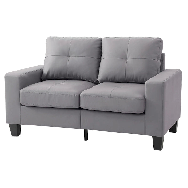 Newbury 58 in. W Flared Arm Faux Leather Straight Sofa - 32L x 58W x 36H