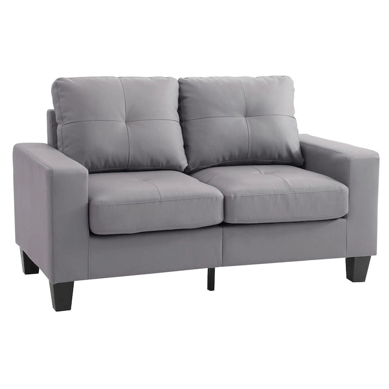 Newbury 58 in. W Flared Arm Faux Leather Straight Sofa - 32L x 58W x 36H