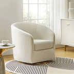 Eleuterio Modern Velvet Curved Swivel Accent Barrel Chair with Metal Base by HULALA HOME