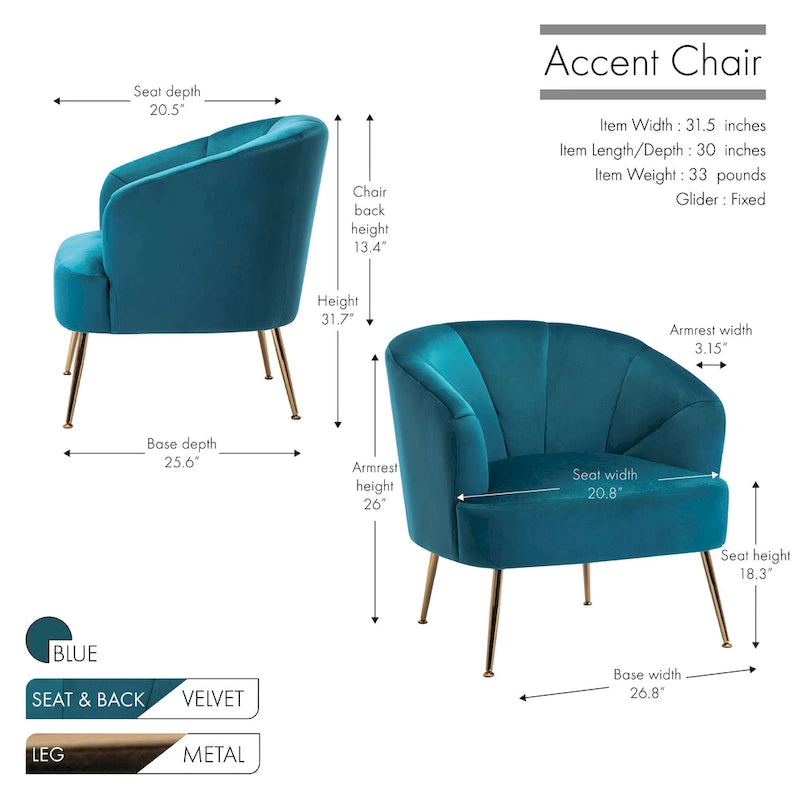 Porthos Home Skye Tufted Velvet Chrome Leg Accent Chair