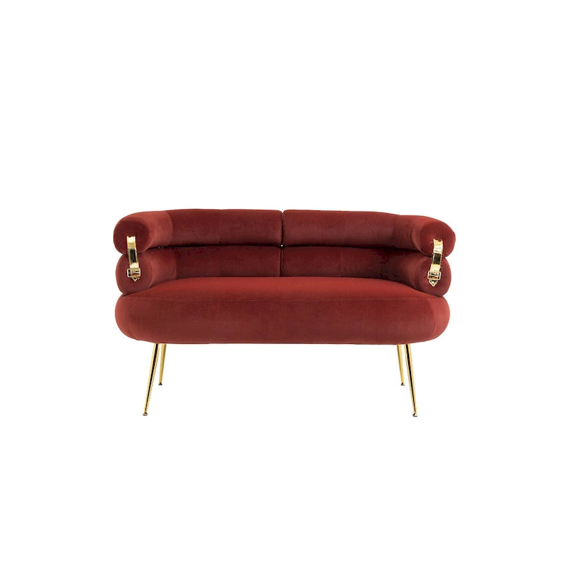 Velvet Upholstered Tubulous Accent Long Chair With Golden feet