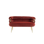 Velvet Upholstered Tubulous Accent Long Chair With Golden feet