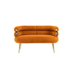 Velvet Upholstered Tubulous Accent Long Chair With Golden feet