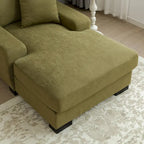 Modern Mid-Century Oversized Chaise Sleeper Sofa with Pillow