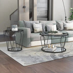 Gable Glam 2-Piece Glass Top Coffee Table Set with Shelf by Furniture of America