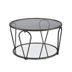 Gable Glam 2-Piece Glass Top Coffee Table Set with Shelf by Furniture of America