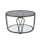 Gable Glam 2-Piece Glass Top Coffee Table Set with Shelf by Furniture of America